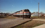 AMTK 384 leads the Silver Star around the connection track